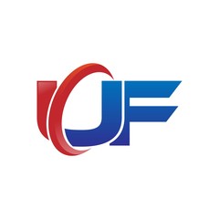 modern vector initial letters logo swoosh uf red blue