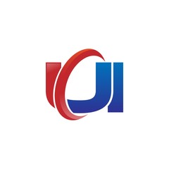 modern vector initial letters logo swoosh ui red blue