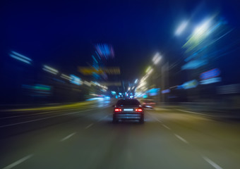 Fototapeta na wymiar high-speed movement at night