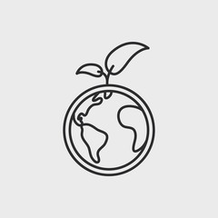 World globe with green leaves