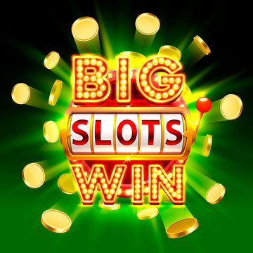 Big win slots 777 banner casino, fly coins background. Vector illustration
