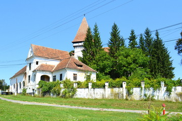 Fortified medieval saxon evangelic church in the village Somartin, Martinsberg, Märtelsberg,...