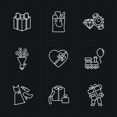 Gift flat contour shop icon set