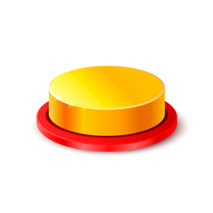 Button gold 3d object on the white background . Vector illustration
