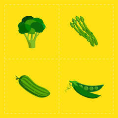 Colorful Vegetable Icon Set on Bright Background