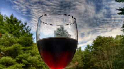 Red wine against the sky