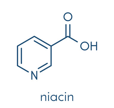 Molecola di Vitamina B3 (niacina). Formula scheletrica.