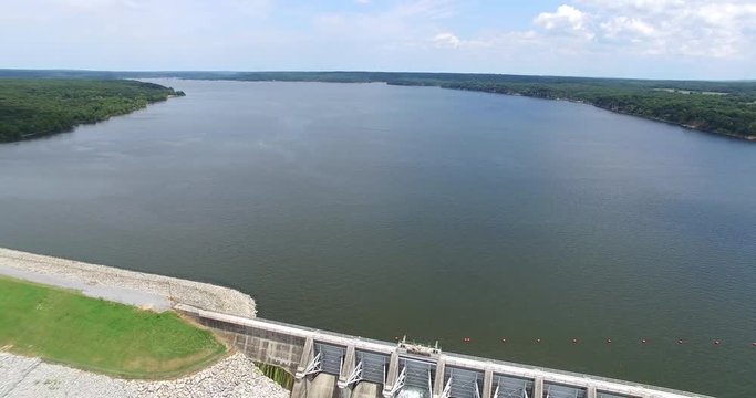 Aerial footage of robert s kerr dam 4k