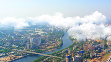 panorama of Moscow from the height of a skyscraper in Moscow-City