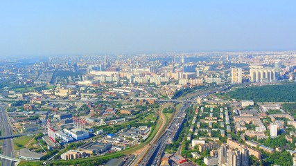 Fototapeta na wymiar panorama of Moscow from the height of a skyscraper in Moscow-City
