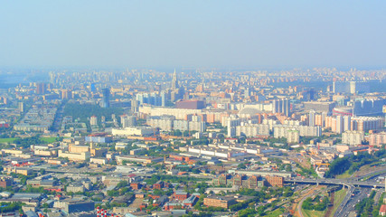 Naklejka premium panorama of Moscow from the height of a skyscraper in Moscow-City