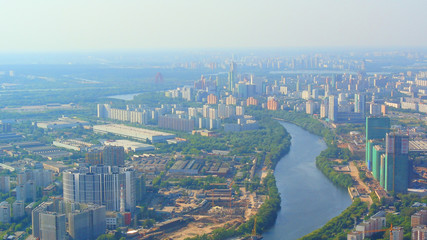 panorama of Moscow from the height of a skyscraper in Moscow-City