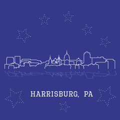 Harrisburg, Pennsylvania. City skyline sketch