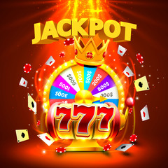 Jackpot casino 777 big win slots and fortune king banner. Vector illustration