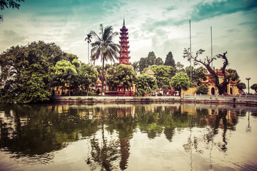 pagoda of Tran Quoc temple in Hanoi, Vietnam
