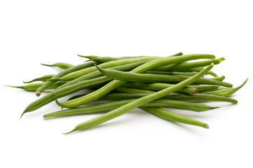 Green beans isolated on a white background.
