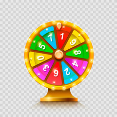 Colorful fortune wheel. isolated  on a transparent background . Vector illustration