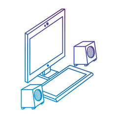 computer desktop with speakers