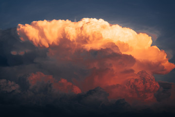 Cumulus clouds at sunset