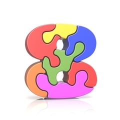 Puzzle jigsaw number EIGHT 8 3D