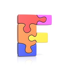 Puzzle jigsaw letter F 3D