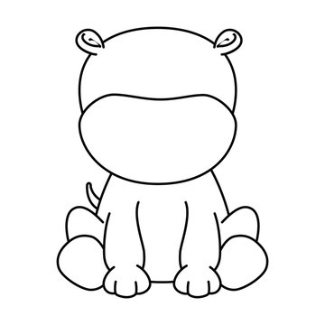 cute hippo character icon
