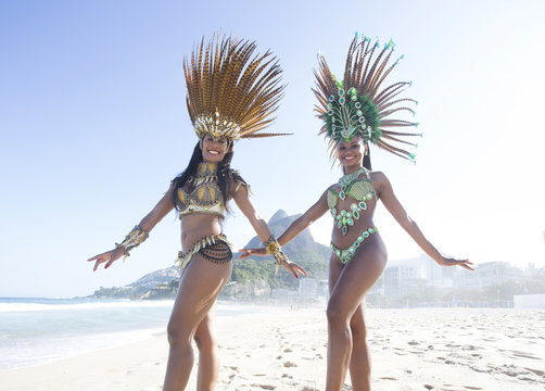 Samba Dancers. Ipanema Beach. Rio de Janeiro. Brazil.