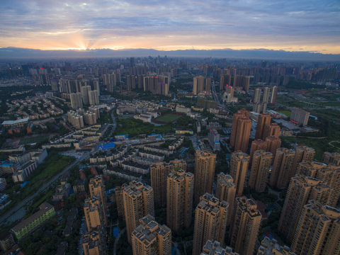 Chengdu City at Sunset