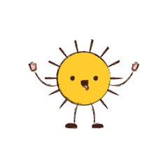 sun kawaii caricature in blurred color silhouette vector illustration