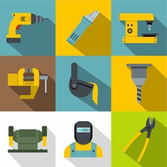 Industry work icons set, flat style