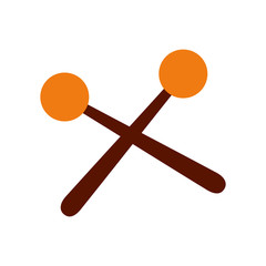 wooden sticks music percussion acoustic equipment vector illustration