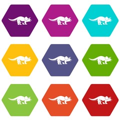 Styracosaurus icon set color hexahedron