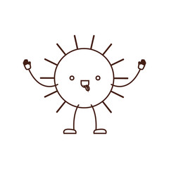 sun kawaii caricature in brown color contour vector illustration