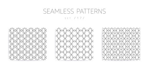 Vector seamless geometric patterns collection with editable stro