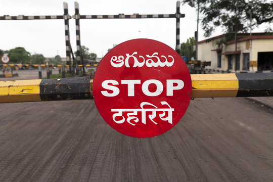 STOP written in Railway crossing