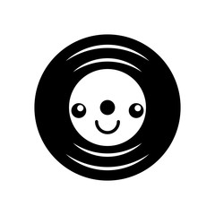 kawaii music vinyl disk vintage cartoon vector illustration