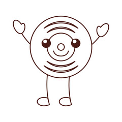 kawaii music vinyl disk vintage cartoon vector illustration