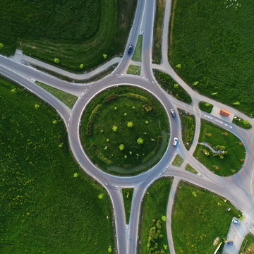 Aerial view of roundabout
