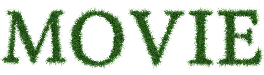 Movie - 3D rendering fresh Grass letters isolated on whhite background.