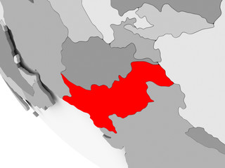 Map of Pakistan in red