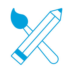 pencil and paint brush icon over white background vector illustration