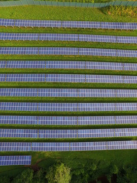 Solar panels in lines