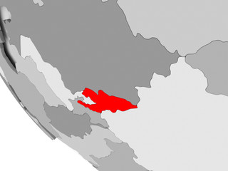 Map of Kyrgyzstan in red