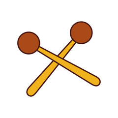 wooden sticks music percussion acoustic equipment vector illustration