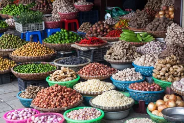 Fotobehang tropical spices and fruits sold at a local market in Hanoi (Vietnam) © Melinda Nagy
