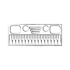 synthesizer electronic instrument keyboard musical on white background vector illustration