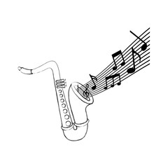 Naklejka na ściany i meble saxophone note music jazz instrument festival vector illustration