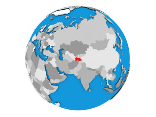 Tajikistan on globe isolated