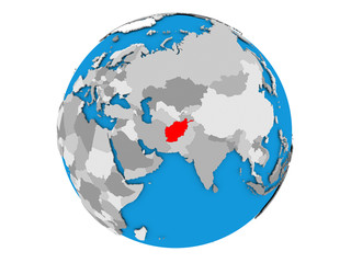 Afghanistan on globe isolated