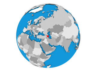 Azerbaijan on globe isolated